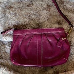 Coach berry bright smooth leather zipped wristlet